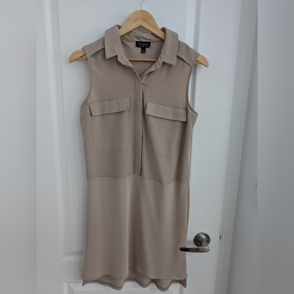 Topshop Women's two-tone sleeveless shift dress - Size 4